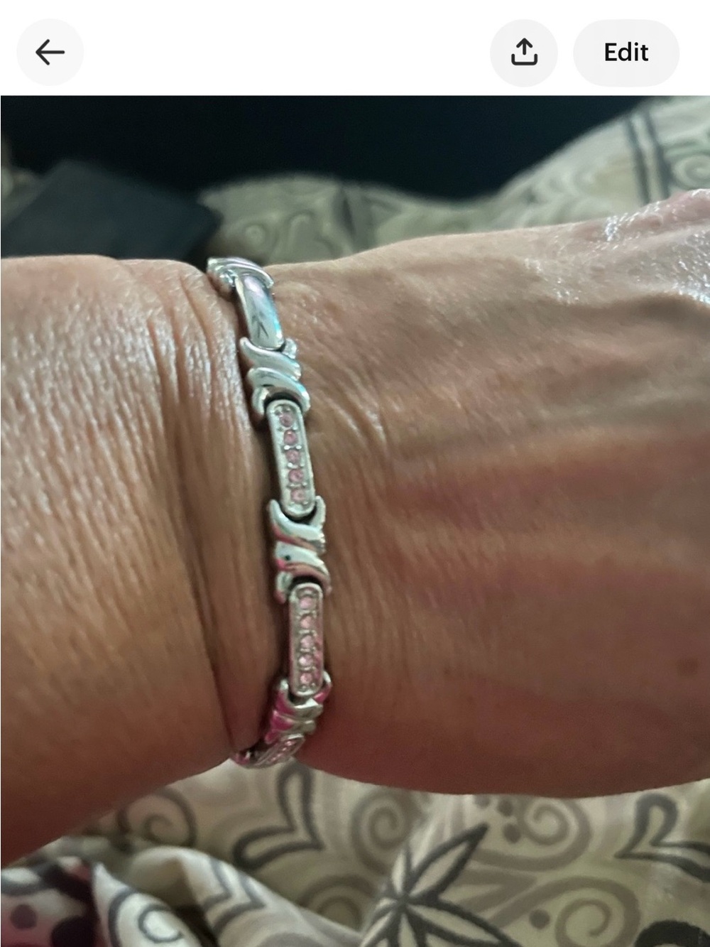 Silver Bracelet with Pink Crystal Accents